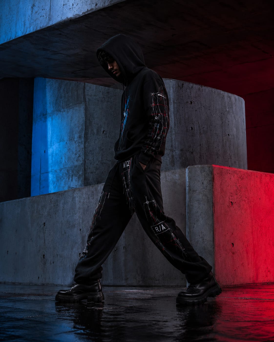 PARVANO embroidered fleece hoodie, premium unisex winter streetwear with dimensional embroidery